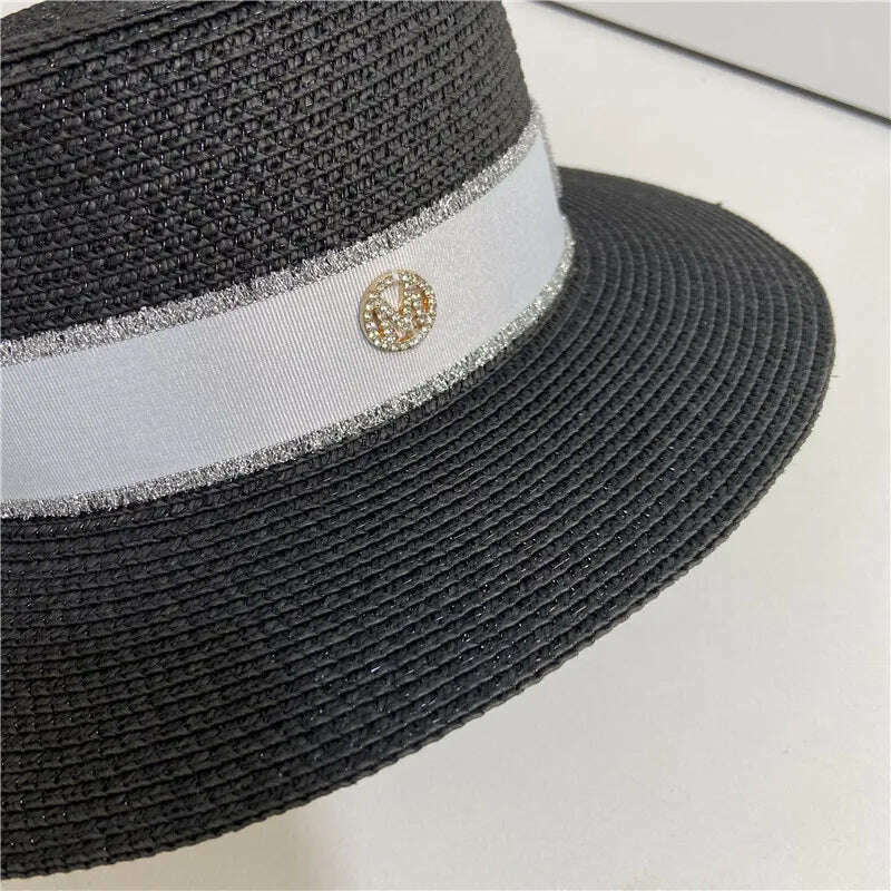 hats for women pearl top hat french summer sun protection wedding wide brim straw hat women floppy beach hat chapeu feminino - KIMLUD