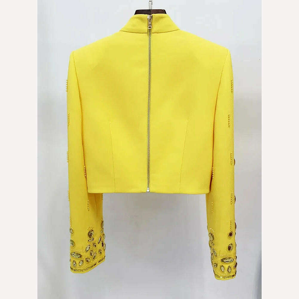 HIGH STREET Newest 2024 S/S Designer Runway Suit Set Women's Stand Collar Zip Back Cropped Tops Mini Skirt Set 2pcs - KIMLUD