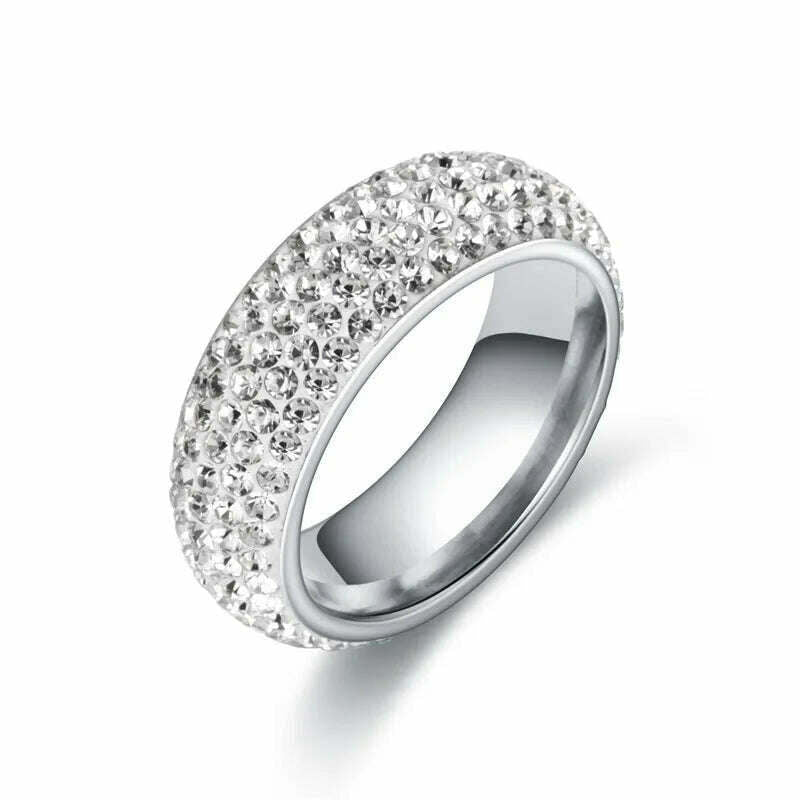 Hip Hop Iced Out CZ Titanium Steel Rings for Men Women Delicate Punk Chunky Finger Ring Hippie Rapper's Fashion Jewlery KBR116 - KIMLUD