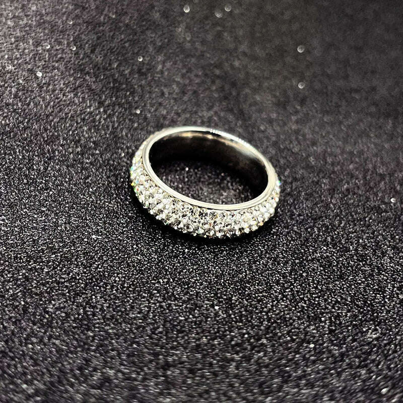 Hip Hop Iced Out CZ Titanium Steel Rings for Men Women Delicate Punk Chunky Finger Ring Hippie Rapper's Fashion Jewlery KBR116 - KIMLUD