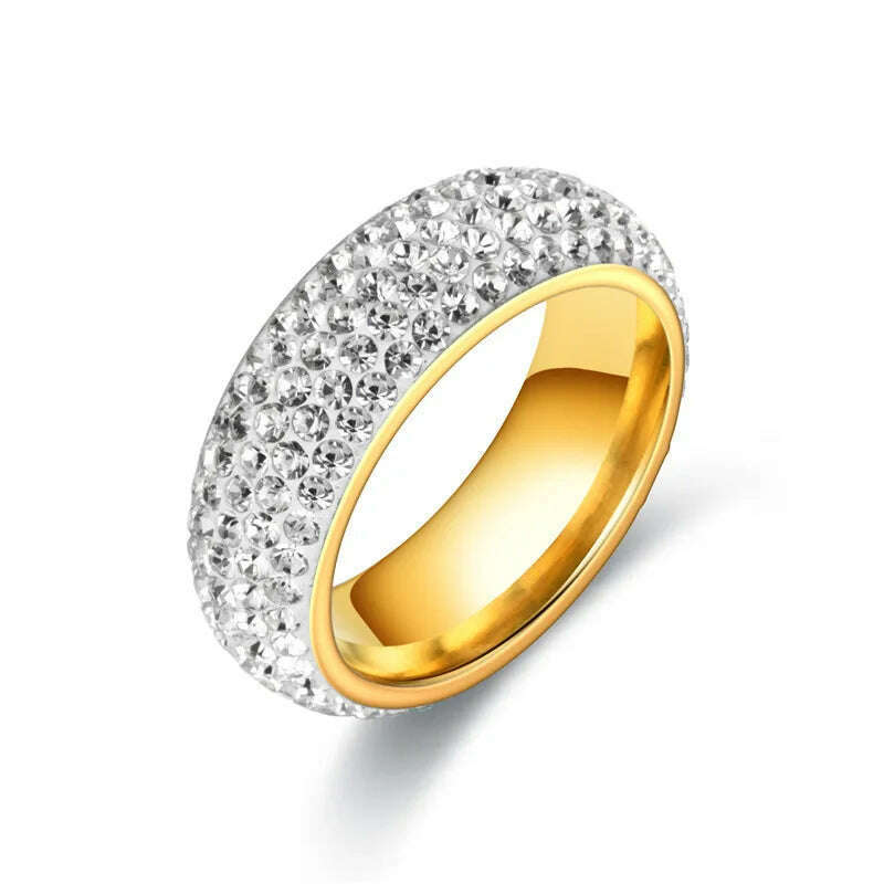 Hip Hop Iced Out CZ Titanium Steel Rings for Men Women Delicate Punk Chunky Finger Ring Hippie Rapper's Fashion Jewlery KBR116 - KIMLUD