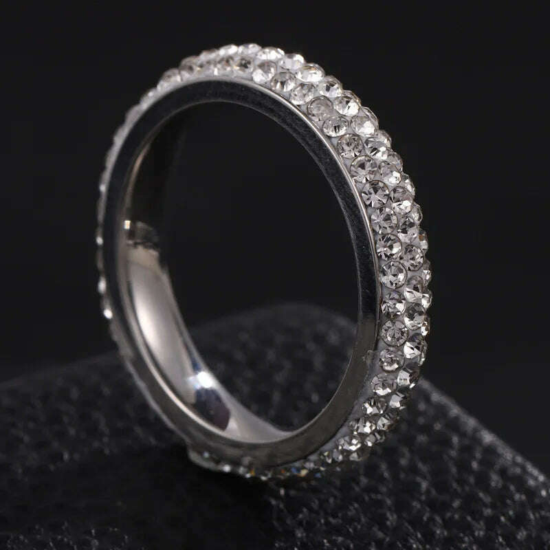 Hip Hop Iced Out CZ Titanium Steel Rings for Men Women Delicate Punk Chunky Finger Ring Hippie Rapper's Fashion Jewlery KBR116 - KIMLUD