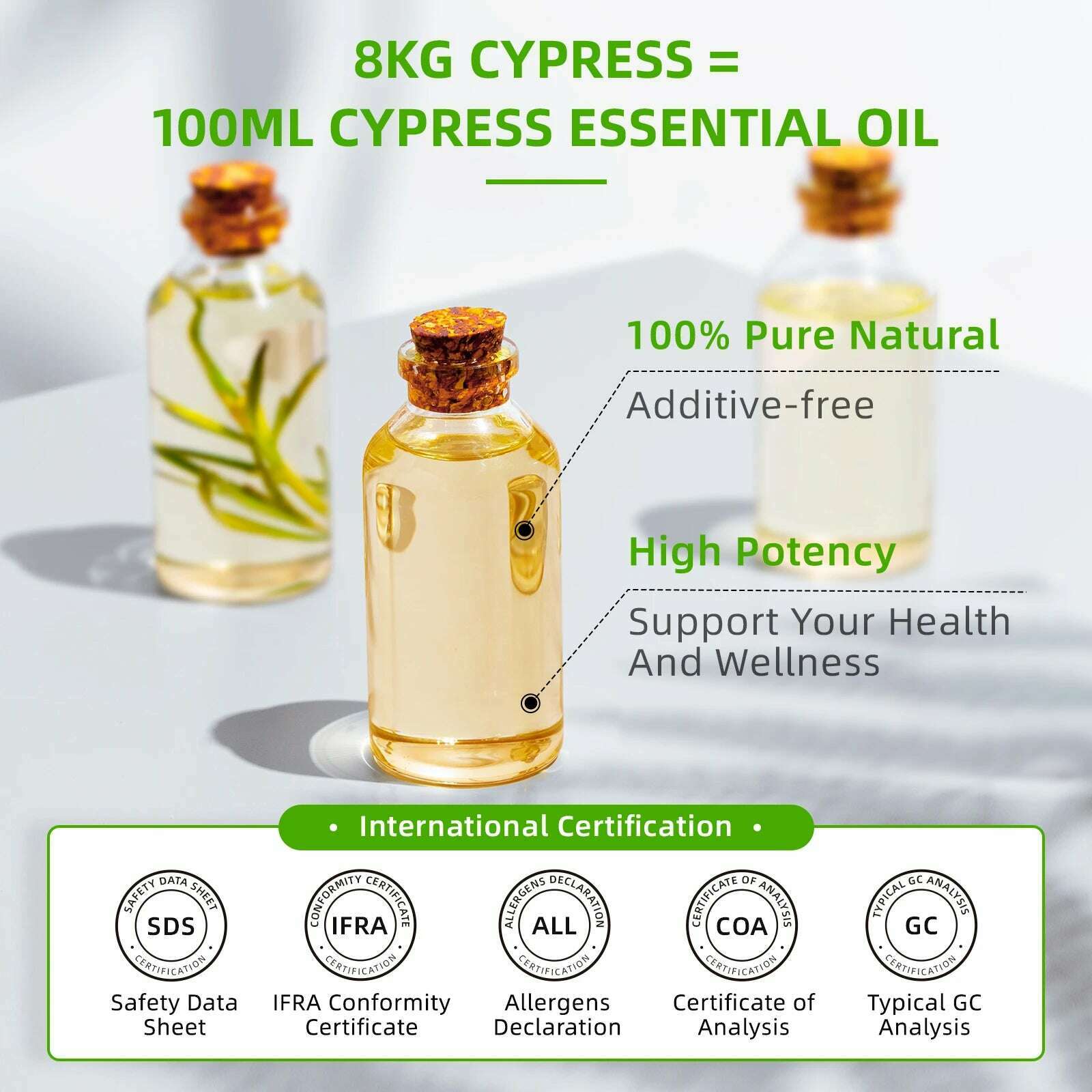 HIQILI 100ML Cypress Essential Oils ,100% Pure Nature for Aromatherapy, Diffuser, Humidifier, Massage, Woody, Relieving stress - KIMLUD