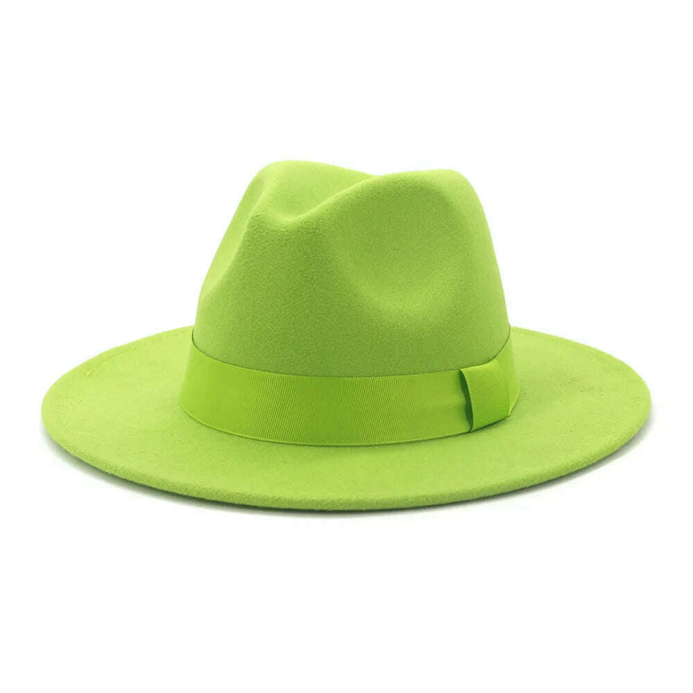 HOAREE Purple Wool Felt Jazz Fedora Hats Men Women Wide Brim Sombrero British Style Trilby Formal Panama Cap Solid Dress Hat - KIMLUD