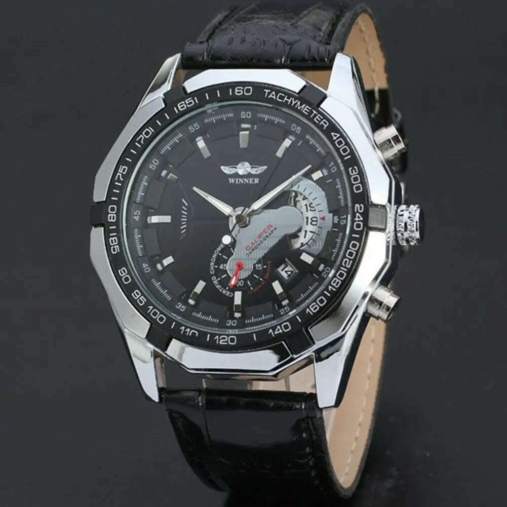 KIMLUD, Hot Sale Winner Watches Men Sports Watches Stainless Steel Band Auto Date Automatic Mechanical Wristwatches Small seconds Watch, KIMLUD Womens Clothes