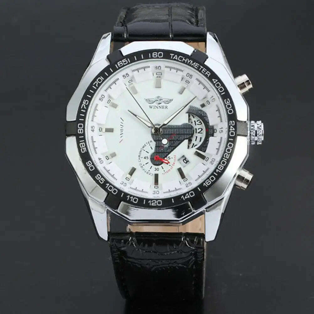 KIMLUD, Hot Sale Winner Watches Men Sports Watches Stainless Steel Band Auto Date Automatic Mechanical Wristwatches Small seconds Watch, P7, KIMLUD APPAREL - Womens Clothes
