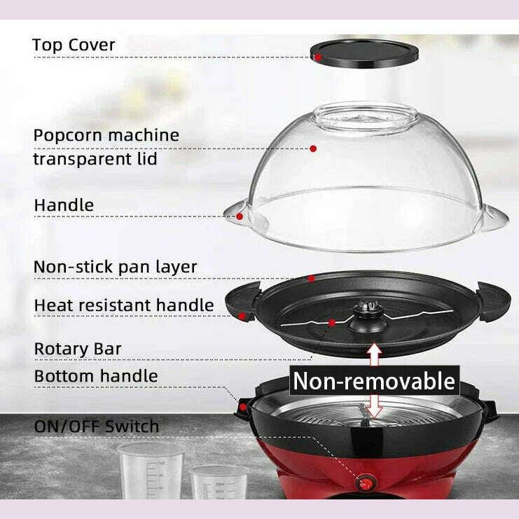 KIMLUD, Household 850W electric popcorn machine automatic hot Pipoqueir machine Home-made Diy Popcorn Movie Snack Sonifer Popper, KIMLUD Womens Clothes