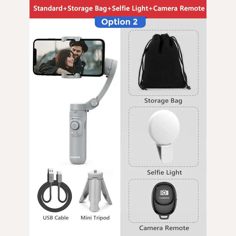 HQ3 3-Axis Gimbal Stabilizer for Smartphone Foldable Handheld Phone Video Record Vlog Anti-Shake Stabilizer for iPhone Android - KIMLUD