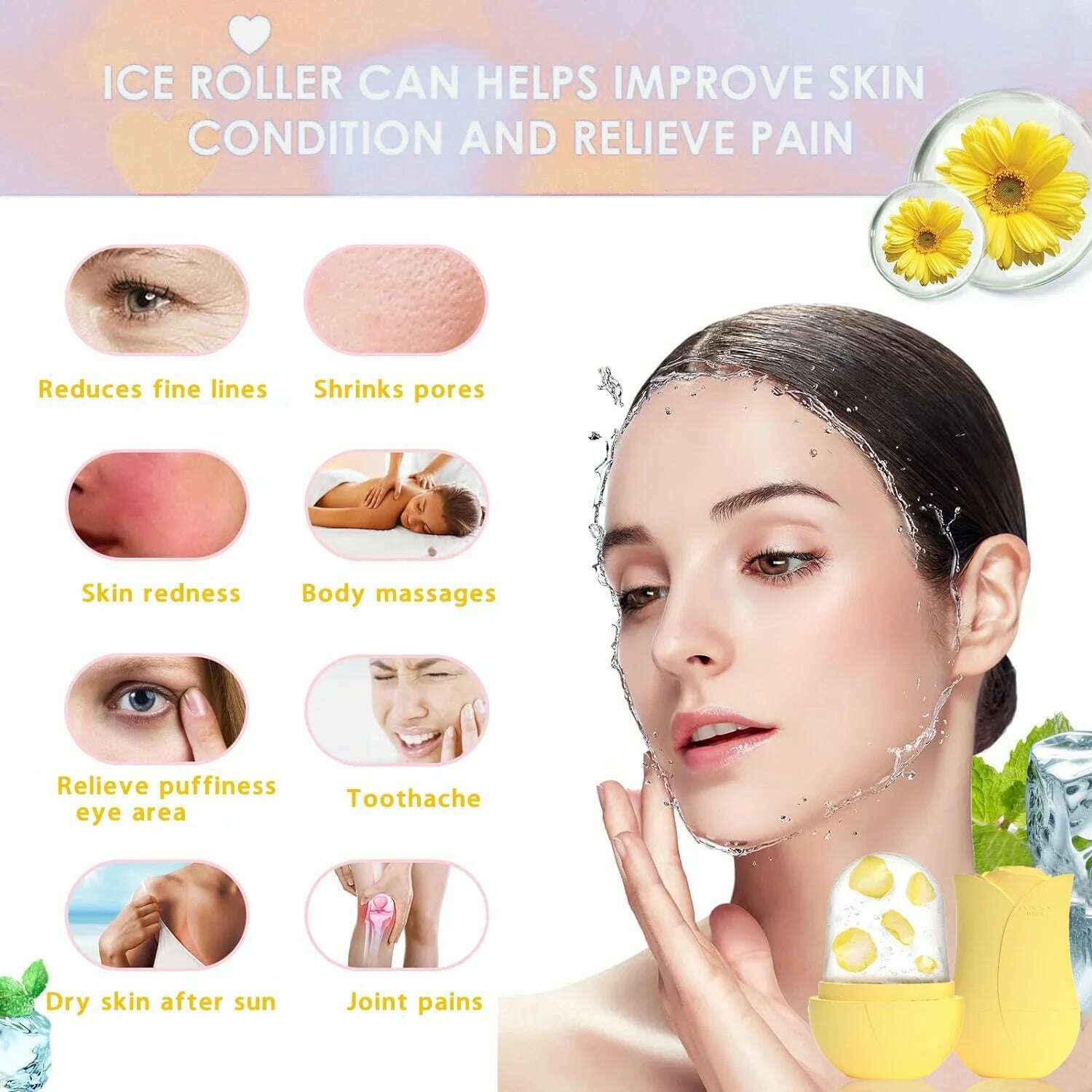 Ice Roller Mold For Face Icing Cold Therapy for Muscle Redness Bruises Skin Care Beauty Tool - KIMLUD
