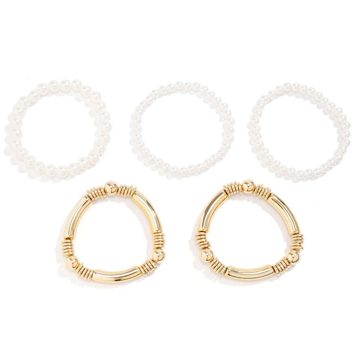 Ingemark Creative Imitation Pearl Chain Bracelets for Women Trendy Goth Bamboo Elastic Strand Beads Bangles Friends Hand Jewelry - KIMLUD