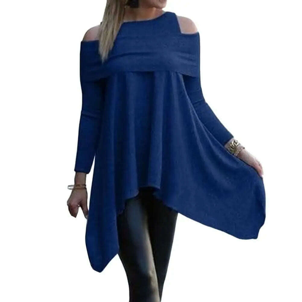 Irregular Womens Tops And Blouses Casual O Neck Long Sleeve Top Female Tunic 2021 Autumn Plus Size Women Blusas Shirts - KIMLUD