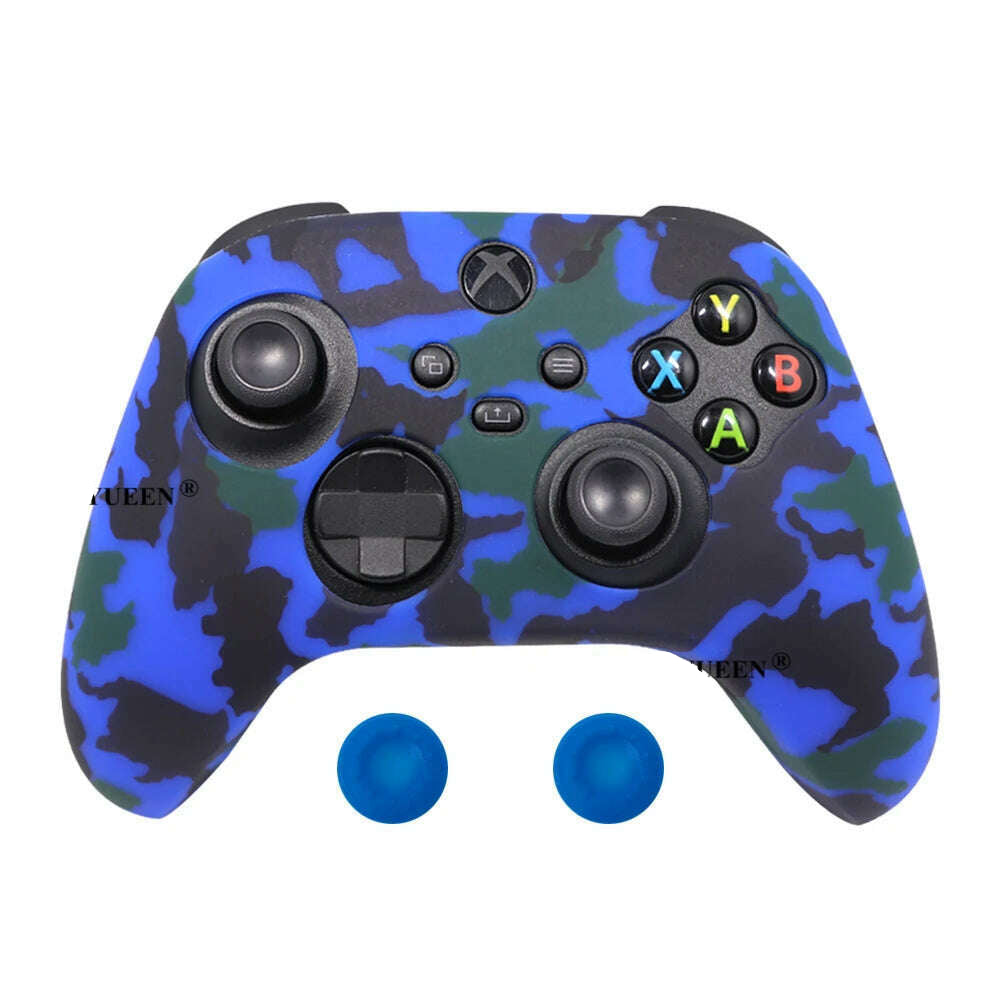 IVYUEEN for XBox Series S X Wireless Controller Water Transfer Printing Protective Silicone Case Skin with Thumb Stick Grip Caps - KIMLUD