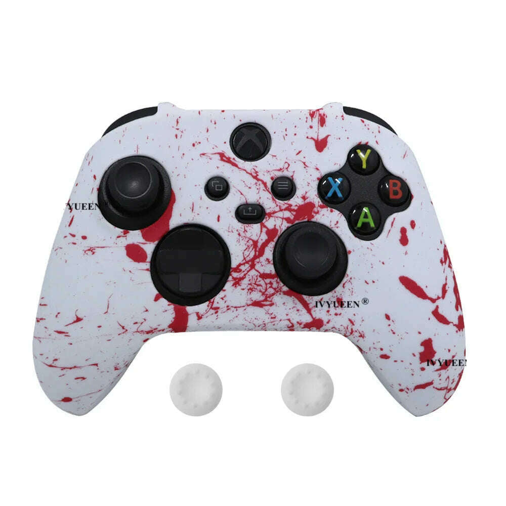 IVYUEEN for XBox Series S X Wireless Controller Water Transfer Printing Protective Silicone Case Skin with Thumb Stick Grip Caps - KIMLUD