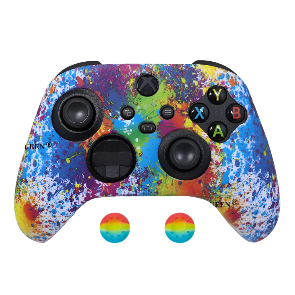 IVYUEEN for XBox Series S X Wireless Controller Water Transfer Printing Protective Silicone Case Skin with Thumb Stick Grip Caps - KIMLUD