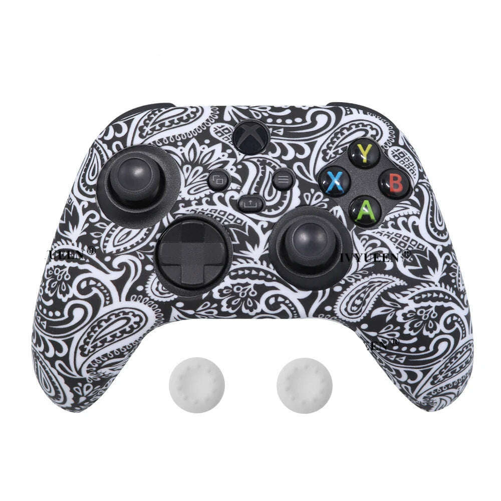 IVYUEEN for XBox Series S X Wireless Controller Water Transfer Printing Protective Silicone Case Skin with Thumb Stick Grip Caps - KIMLUD