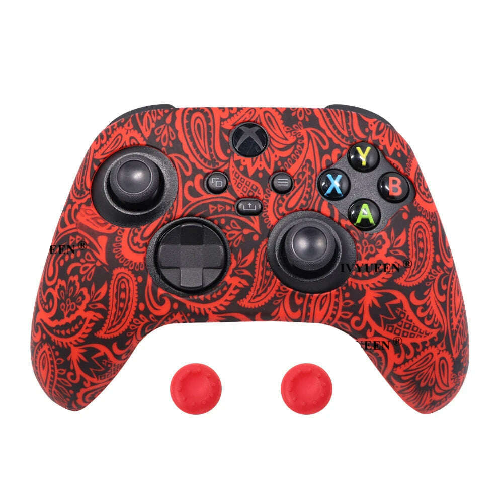 IVYUEEN for XBox Series S X Wireless Controller Water Transfer Printing Protective Silicone Case Skin with Thumb Stick Grip Caps - KIMLUD