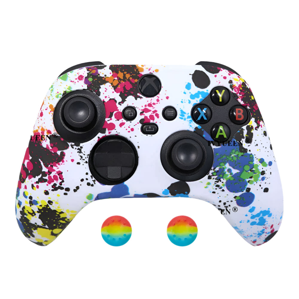 IVYUEEN for XBox Series S X Wireless Controller Water Transfer Printing Protective Silicone Case Skin with Thumb Stick Grip Caps - KIMLUD