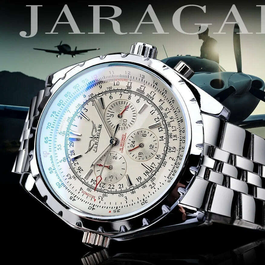 KIMLUD, JARAGAR 212 Fashion Men's Automatic Mechanical Watch Waterproof Stainless Steel Calendar Luminous Luxury Business Man Watches, KIMLUD Womens Clothes