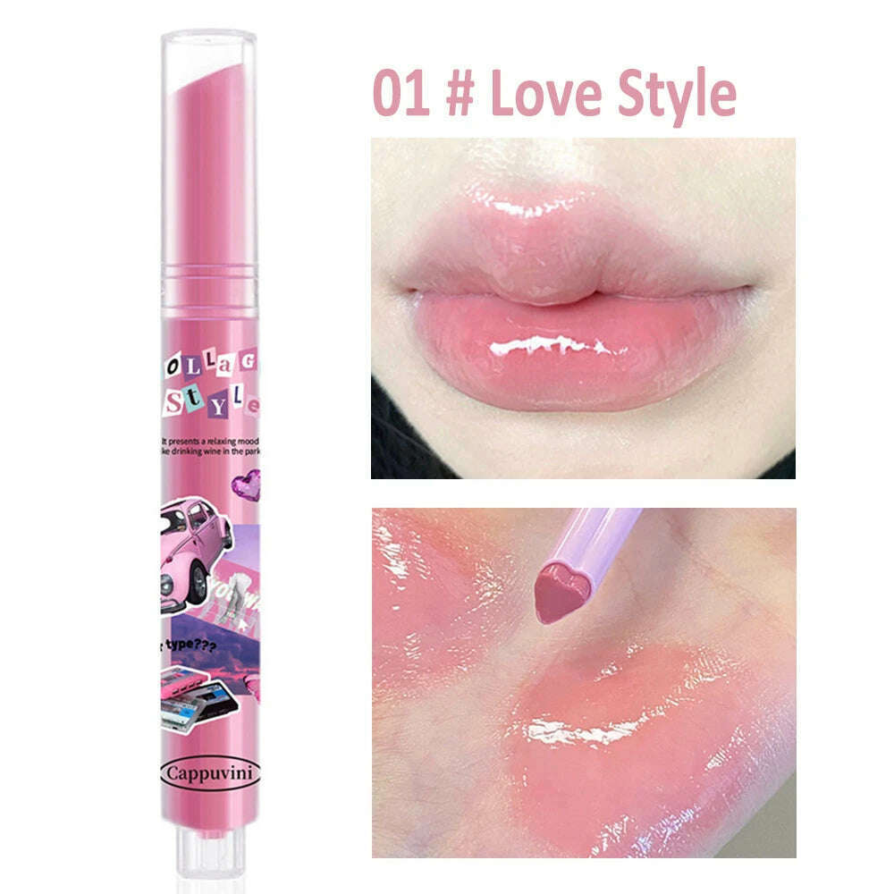 Jelly Mirror Lipstick Makeup Love Shape Waterproof Non-stick Cup Solid Lip Gloss Clear Long Lasting Moisturizing Lipstick Pen - KIMLUD