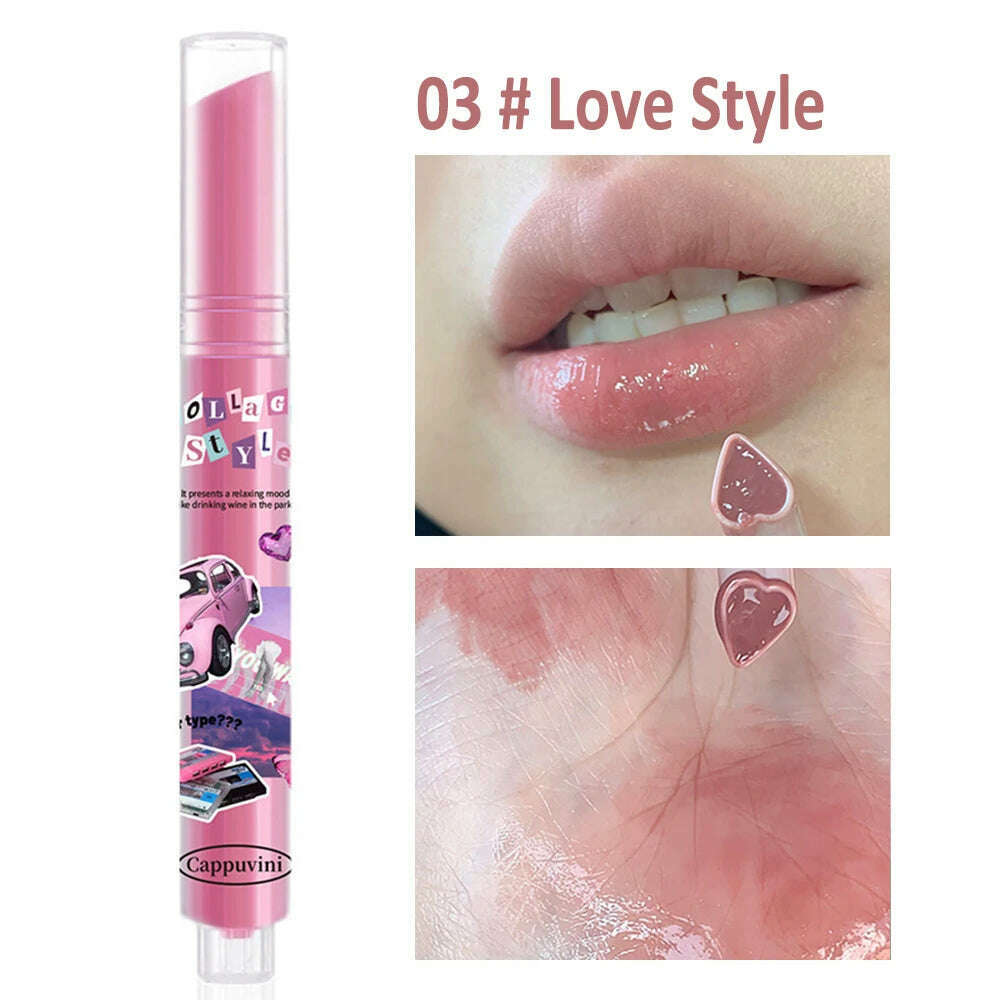 Jelly Mirror Lipstick Makeup Love Shape Waterproof Non-stick Cup Solid Lip Gloss Clear Long Lasting Moisturizing Lipstick Pen - KIMLUD