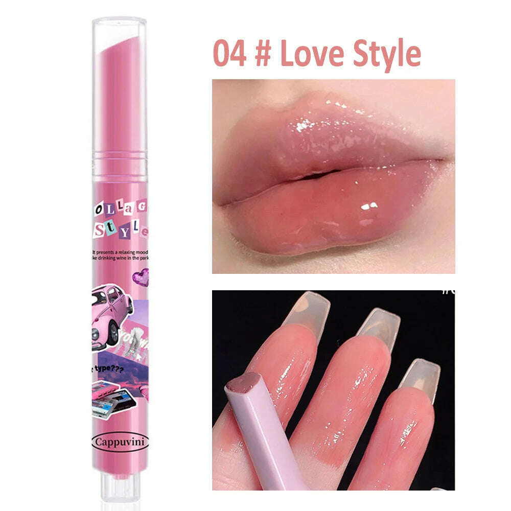 Jelly Mirror Lipstick Makeup Love Shape Waterproof Non-stick Cup Solid Lip Gloss Clear Long Lasting Moisturizing Lipstick Pen - KIMLUD