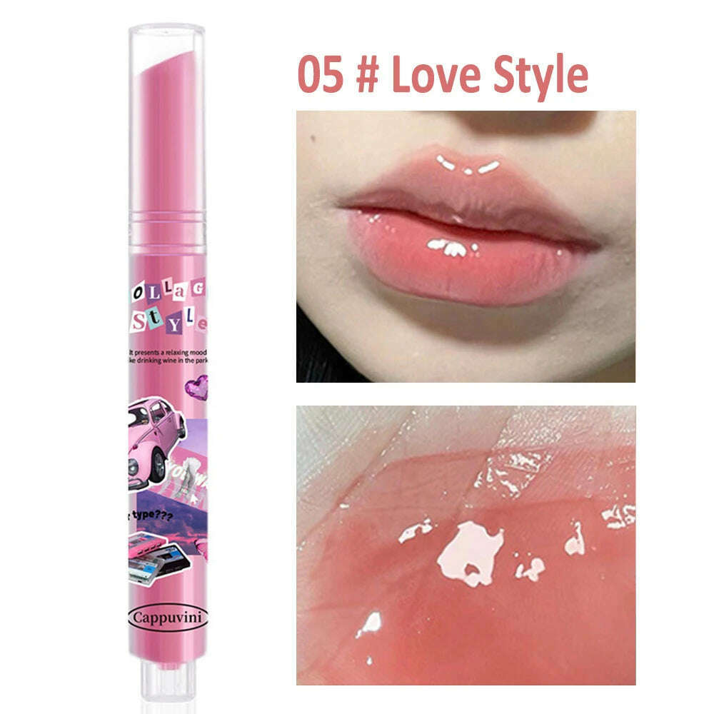 Jelly Mirror Lipstick Makeup Love Shape Waterproof Non-stick Cup Solid Lip Gloss Clear Long Lasting Moisturizing Lipstick Pen - KIMLUD