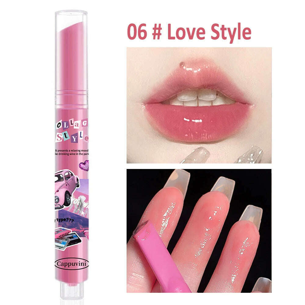 Jelly Mirror Lipstick Makeup Love Shape Waterproof Non-stick Cup Solid Lip Gloss Clear Long Lasting Moisturizing Lipstick Pen - KIMLUD