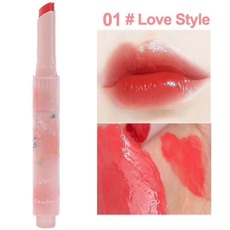 Jelly Mirror Lipstick Makeup Love Shape Waterproof Non-stick Cup Solid Lip Gloss Clear Long Lasting Moisturizing Lipstick Pen - KIMLUD