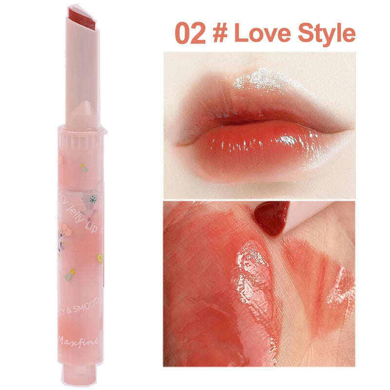 Jelly Mirror Lipstick Makeup Love Shape Waterproof Non-stick Cup Solid Lip Gloss Clear Long Lasting Moisturizing Lipstick Pen - KIMLUD
