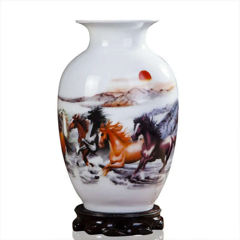Jingdezhen Ceramic Vases Pottery Decoration Living Room Flower Arrangement Modern Home Simple TV Cabinet Ceramic Gift - KIMLUD