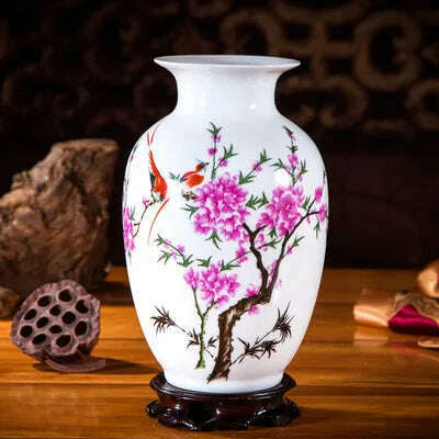 Jingdezhen Ceramic Vases Pottery Decoration Living Room Flower Arrangement Modern Home Simple TV Cabinet Ceramic Gift - KIMLUD