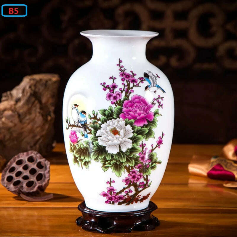 Jingdezhen Ceramic Vases Pottery Decoration Living Room Flower Arrangement Modern Home Simple TV Cabinet Ceramic Gift - KIMLUD