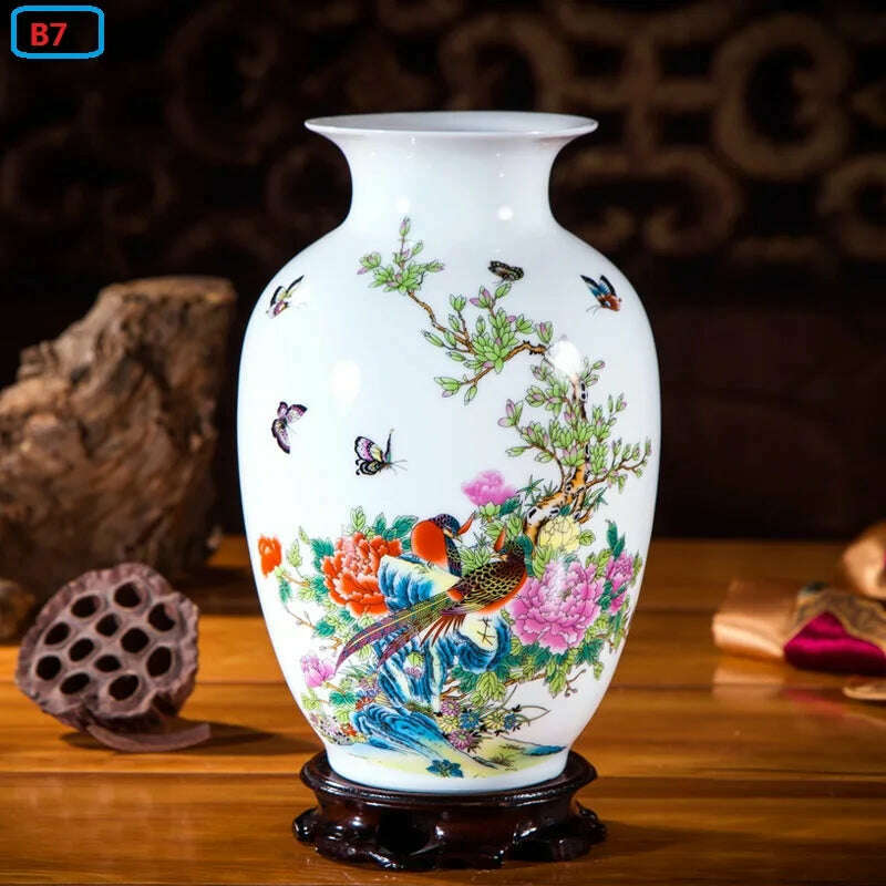 Jingdezhen Ceramic Vases Pottery Decoration Living Room Flower Arrangement Modern Home Simple TV Cabinet Ceramic Gift - KIMLUD
