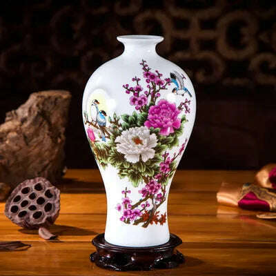 Jingdezhen Ceramic Vases Pottery Decoration Living Room Flower Arrangement Modern Home Simple TV Cabinet Ceramic Gift - KIMLUD