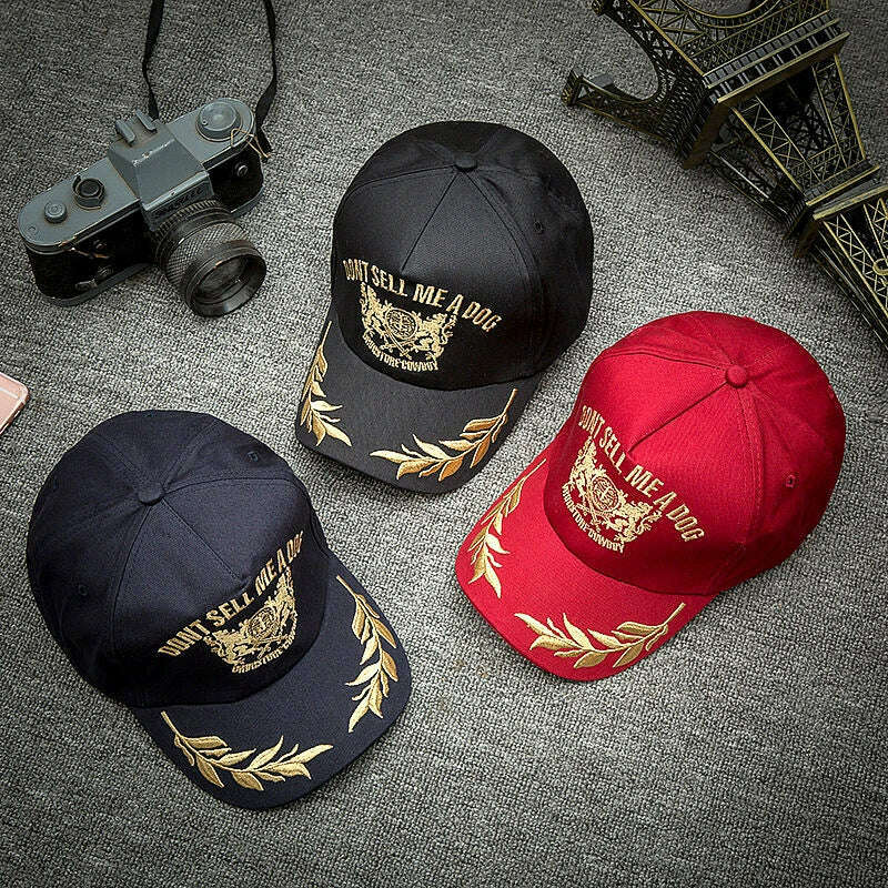 K43 New Trendy Men's Baseball Cap Golden Wheat Ear Leisure Sun Hat Outdoor Casual Embroidered Caps Black Sport Hats - KIMLUD