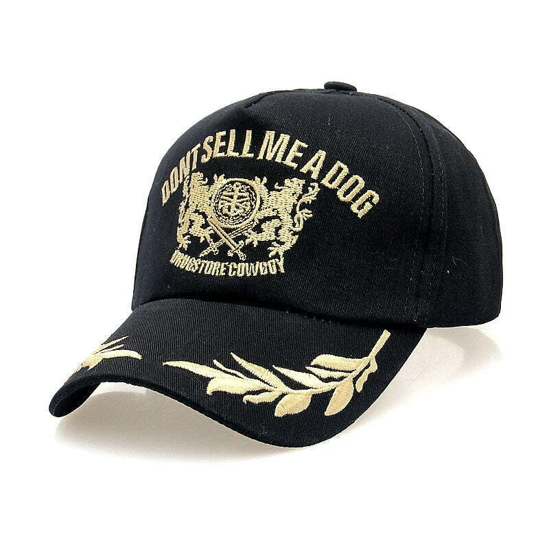 K43 New Trendy Men's Baseball Cap Golden Wheat Ear Leisure Sun Hat Outdoor Casual Embroidered Caps Black Sport Hats - KIMLUD
