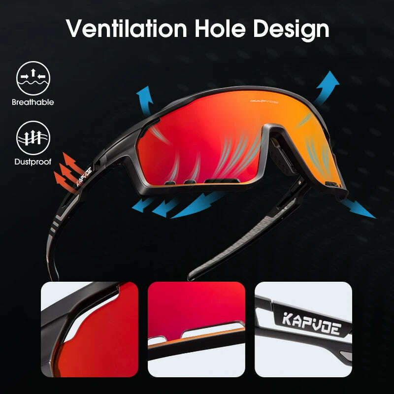 Kapvoe Cycling Glasses MTB Riding Running Sunglasses Polarized Skiing Fishing Climbing Goggles Man Woman Bike Bicycle Eyewear - KIMLUD