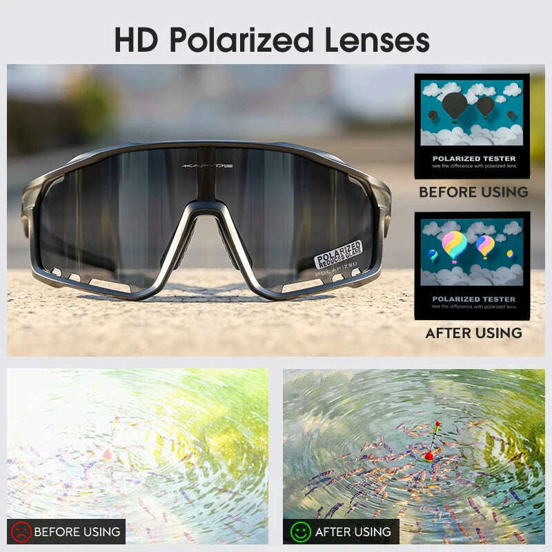 Kapvoe Cycling Glasses MTB Riding Running Sunglasses Polarized Skiing Fishing Climbing Goggles Man Woman Bike Bicycle Eyewear - KIMLUD