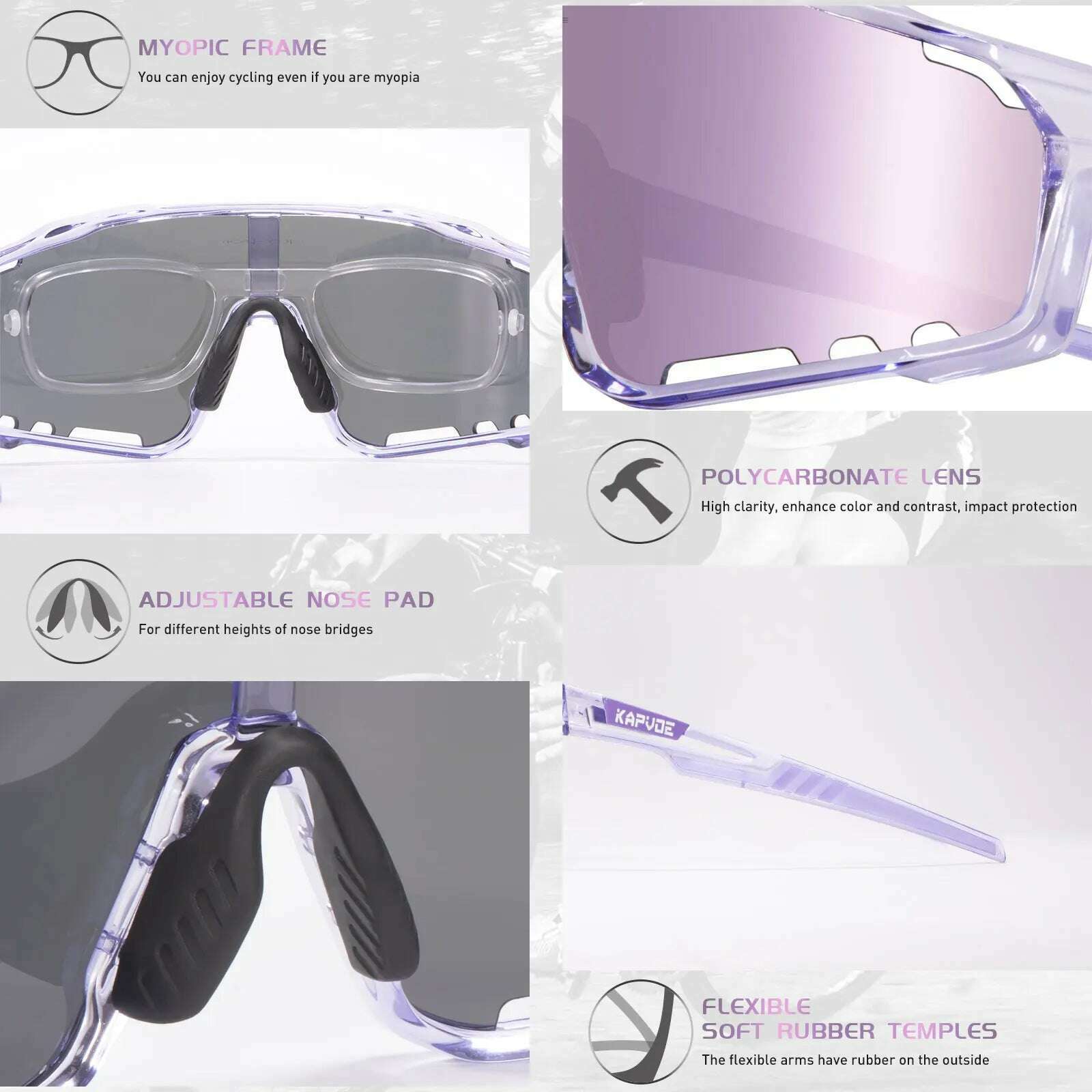 Kapvoe Cycling Glasses MTB Riding Running Sunglasses Polarized Skiing Fishing Climbing Goggles Man Woman Bike Bicycle Eyewear - KIMLUD