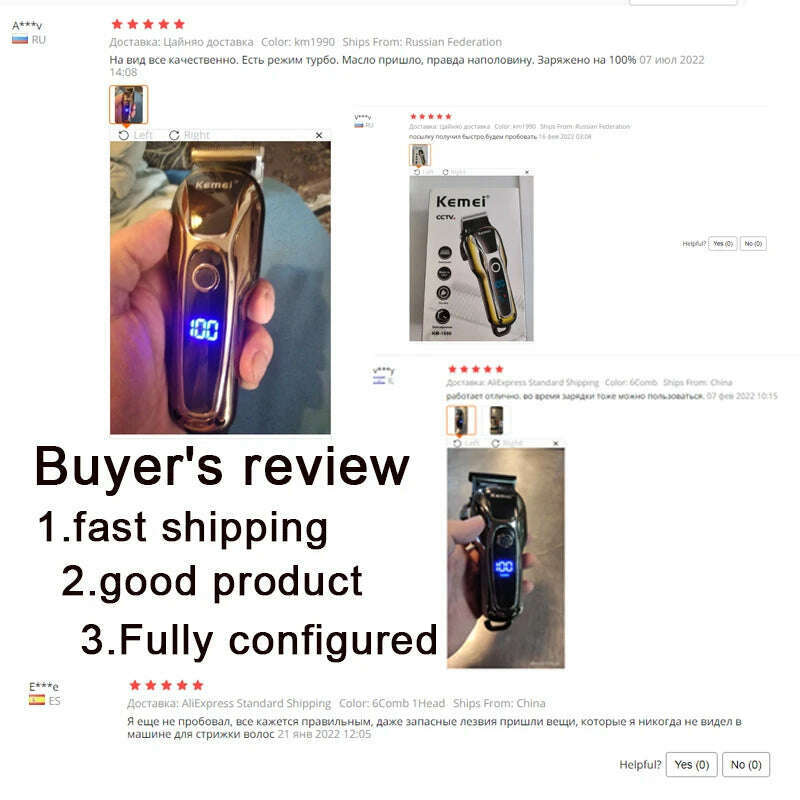 Kemei Hair Clipper Electric Hair Trimmer Professional Men's hair clipper cordless beard trimmer LED display Wireless Hair Cutter - KIMLUD