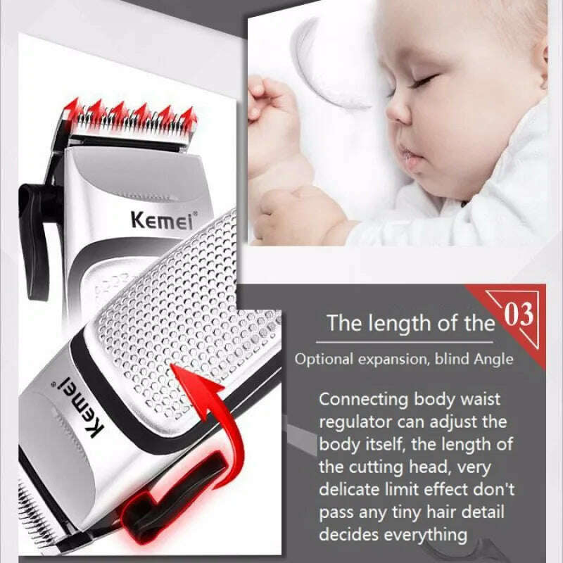 Kemei KM-4639 Electric Clipper Hair Clippers Professional Trimmer Household Low Noise Beard Machine Personal Care Haircut Tool - KIMLUD