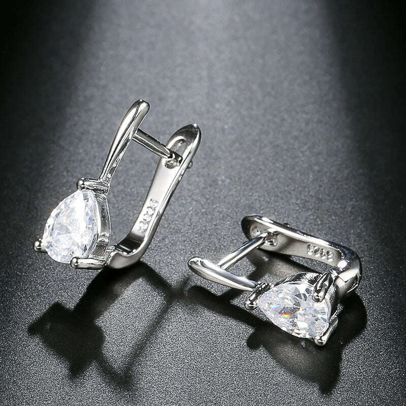 Kinel Luxury Bridal Wedding Stud Earrings Gold Silver Color Water Drop AAA Cubic Zirconia Earrings For Women Fasion Jewellery - KIMLUD