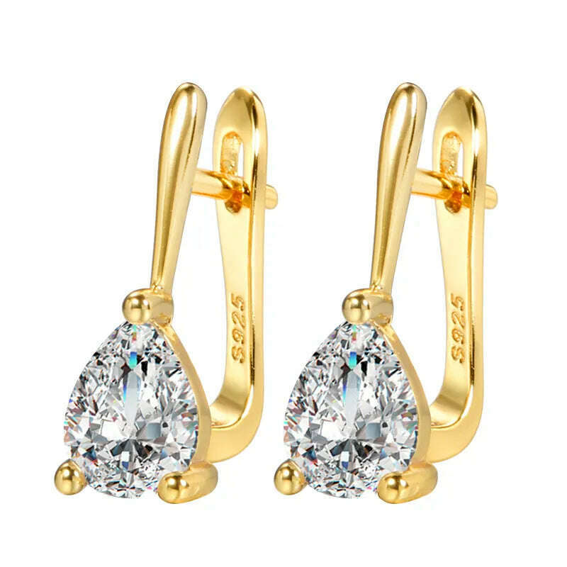 Kinel Luxury Bridal Wedding Stud Earrings Gold Silver Color Water Drop AAA Cubic Zirconia Earrings For Women Fasion Jewellery - KIMLUD