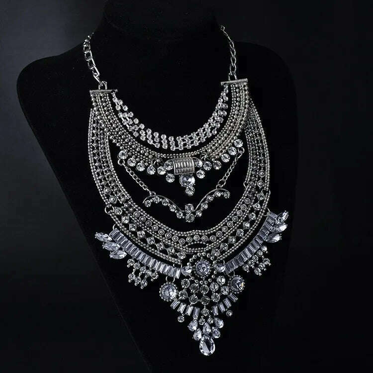 KIMLUD, KMVEXO Gypsy Vintage Maxi Jewelry Trendy Collar Ethnic Bohemian Statement Necklace Women High Quality Crystal Choker Necklaces, KIMLUD Womens Clothes