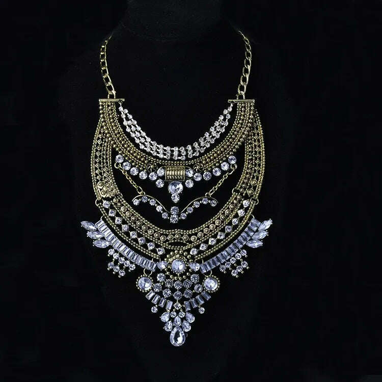 KIMLUD, KMVEXO Gypsy Vintage Maxi Jewelry Trendy Collar Ethnic Bohemian Statement Necklace Women High Quality Crystal Choker Necklaces, KIMLUD Womens Clothes