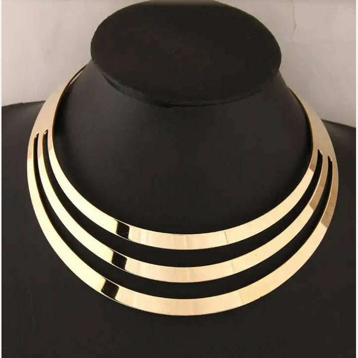 KMVEXO Trendy Gold Color Torques Necklace Round Earrings Sets Women Party Statement Jewelry Dress Accessories Bijoux Female Gift - KIMLUD