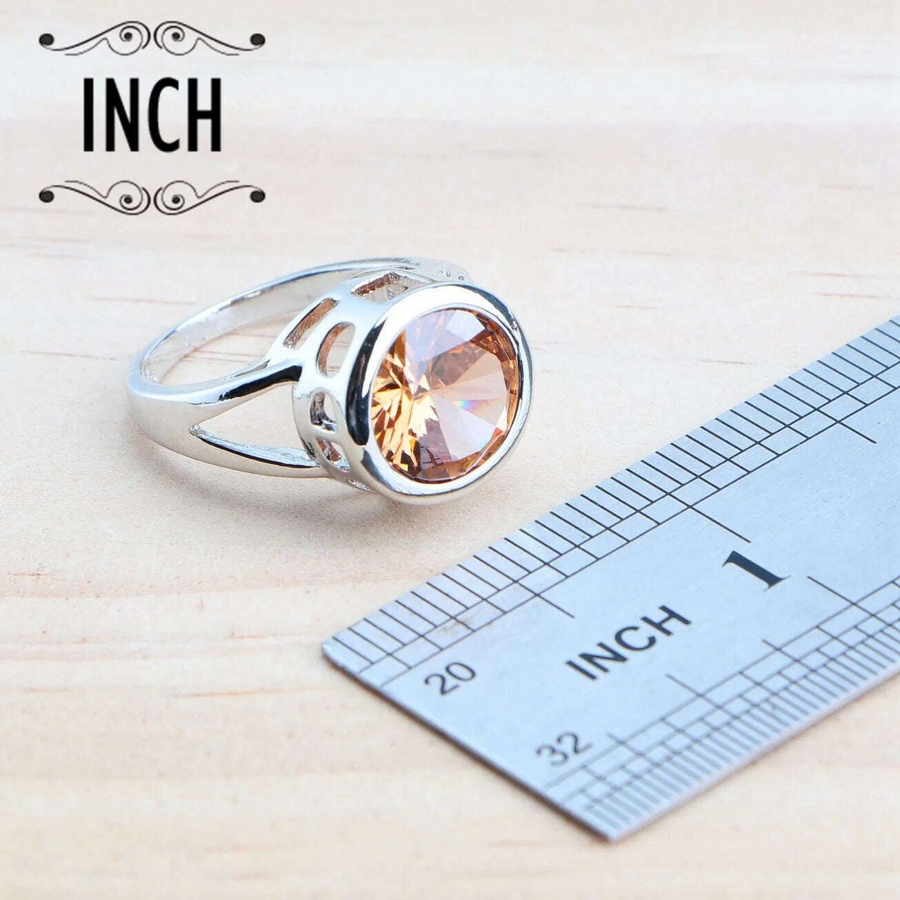 Ladies 925 Silver Jewelry Sets Champagne Zircon For Women Wedding Jewelry Rings Bracelets Stones Earrings Pendant Necklace Set - KIMLUD