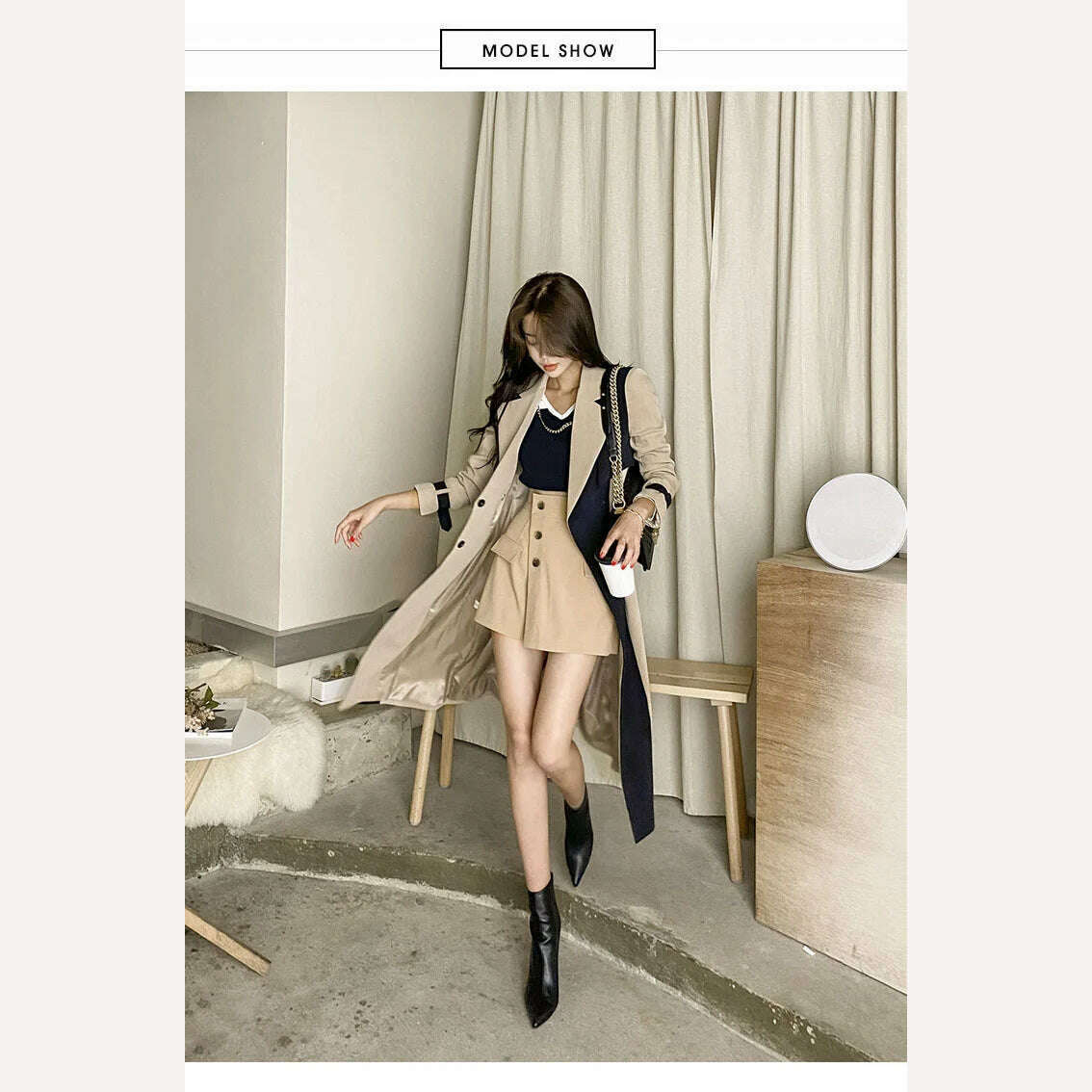LANMREM Elegant Notched Collar Lady Patchwork Windbreaker Full Sleeve Buttons Belted Women Long Trench Coats 2023 Winter 2W1922 - KIMLUD