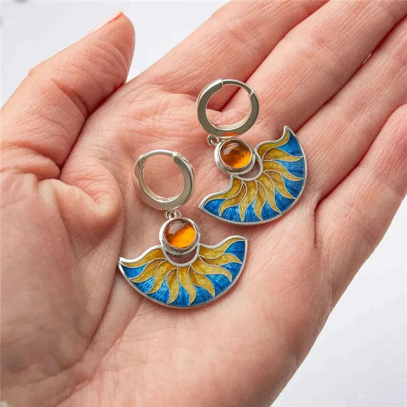 Latest Fashion Women's Enamel Painted Pendant Earrings Delicate Pendant Earrings Women's Wedding Engagement Statement Jewelry - KIMLUD
