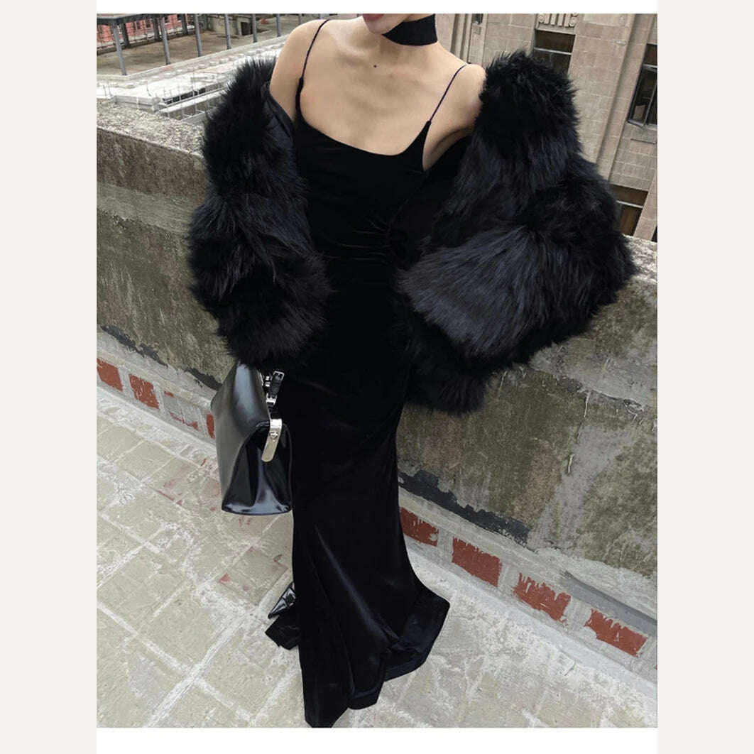 Lautaro Winter Cool Oversized Casual Soft Thick Warm Black Hariy Shaggy Faux Fur Coat Women Turn-down Collar Fluffy Jacket 2023 - KIMLUD